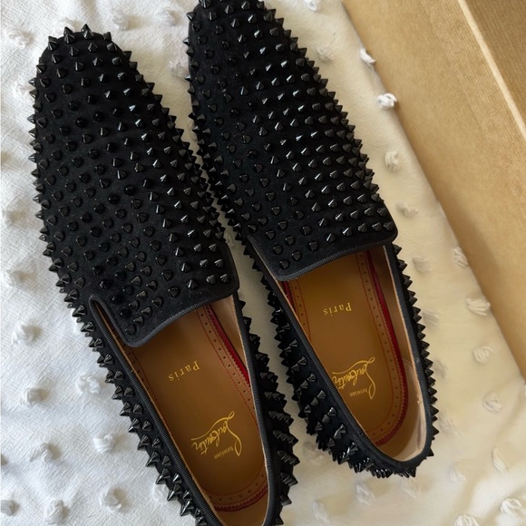 Christian Louboutin Black Dandelion Spike Loafers s45 - Picture 5 of 6